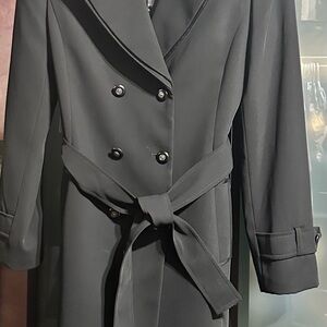 Tahari Black Double-Breasted Trench Coat